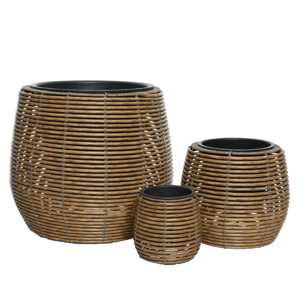 Load image into Gallery viewer, KAEMINGK Wicker Tapered Planter Round - Set of 3