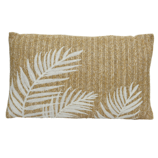 KAEMINGK Natural & White Cushion - Leaf **Limited Stock**