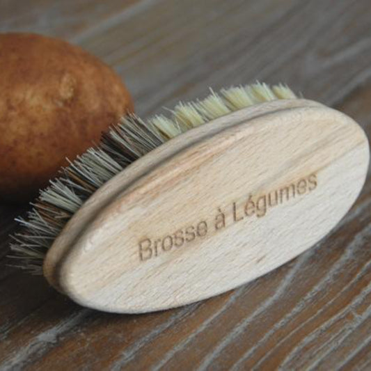 KELLER BURSTEN Vegetable Brush Beechwood & Union Fibre - French Text - Brosse a Legumes