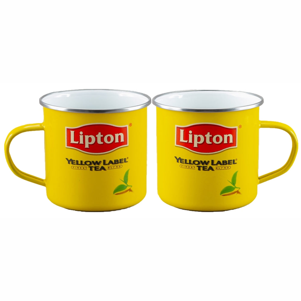 LIPTONS Licensed SET of 2 9cm Enamel Mugs - 550ml