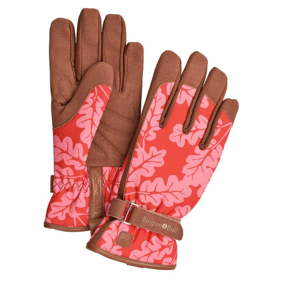 Load image into Gallery viewer, BURGON &amp; BALL Love the Glove Gardening Gloves - Oak Leaf Poppy M/L - Pair