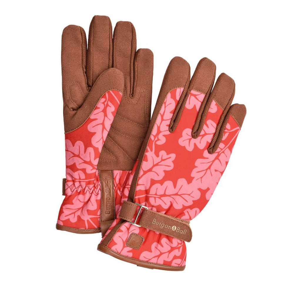 Load image into Gallery viewer, BURGON &amp; BALL Love the Glove Gardening Gloves - Oak Leaf Poppy S/M - Pair