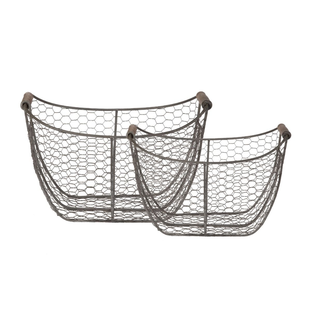 Load image into Gallery viewer, MARTHA&#39;S VINEYARD Scoop Chicken Wire Basket - Set of 2