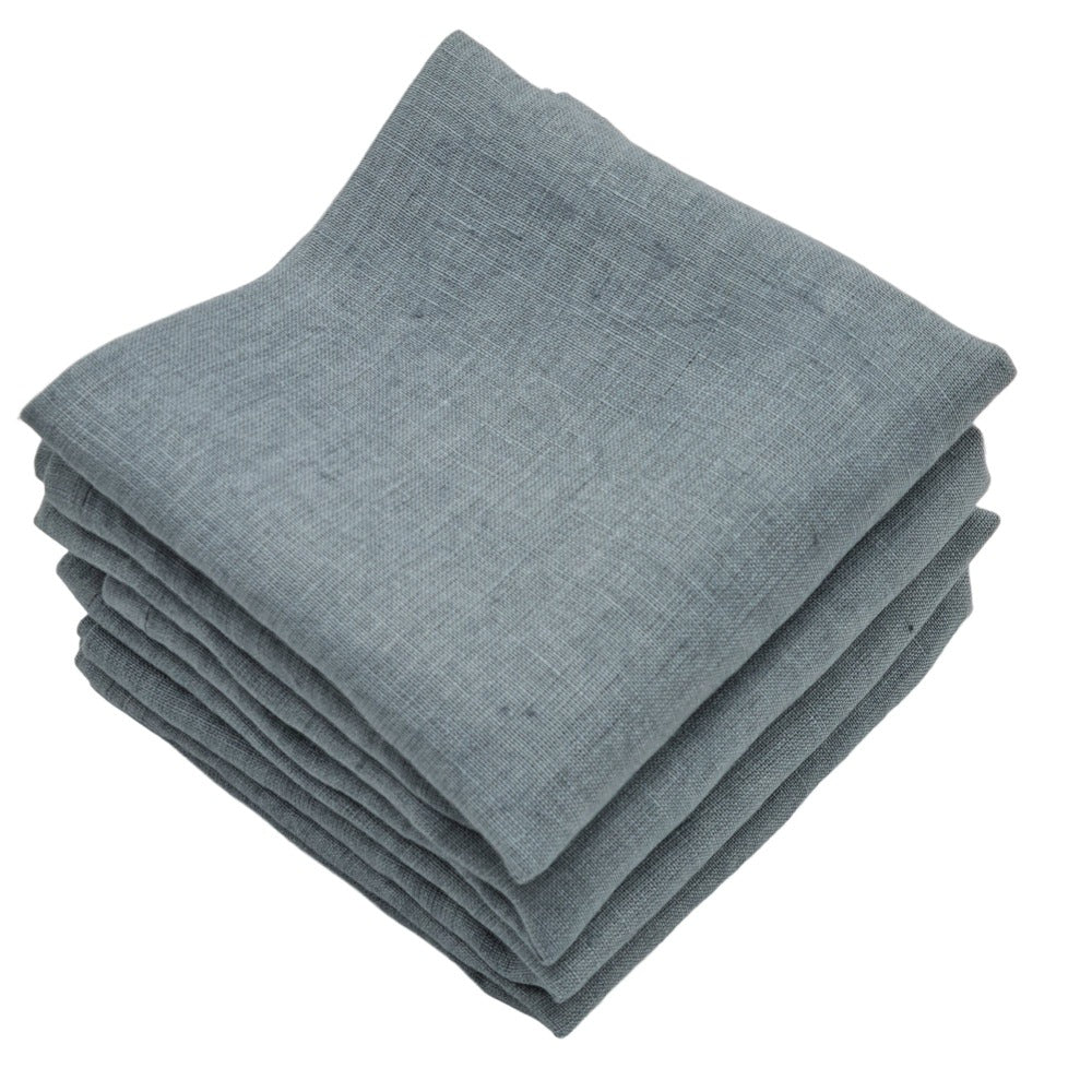 MARC OLIVER Mid Grey Pure Linen Napkins 50cm x 50cm French Flax Cloth - 4 Pack **CLEARANCE**