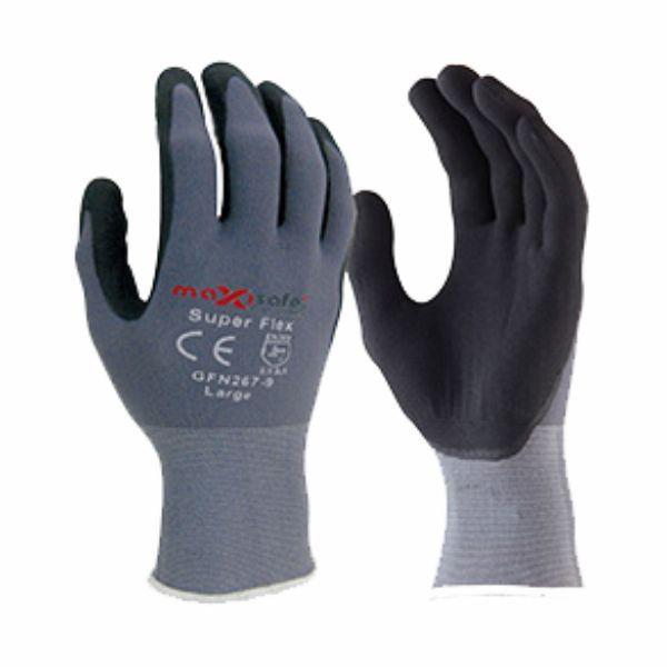 MAXISAFE 'SuperFlex' Nylon Glove, Superflex Nitrile Coating - Pair