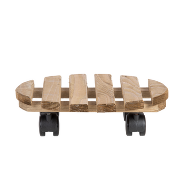 ESSCHERT DESIGN Aged Wooden Plant Trolley Round - Large