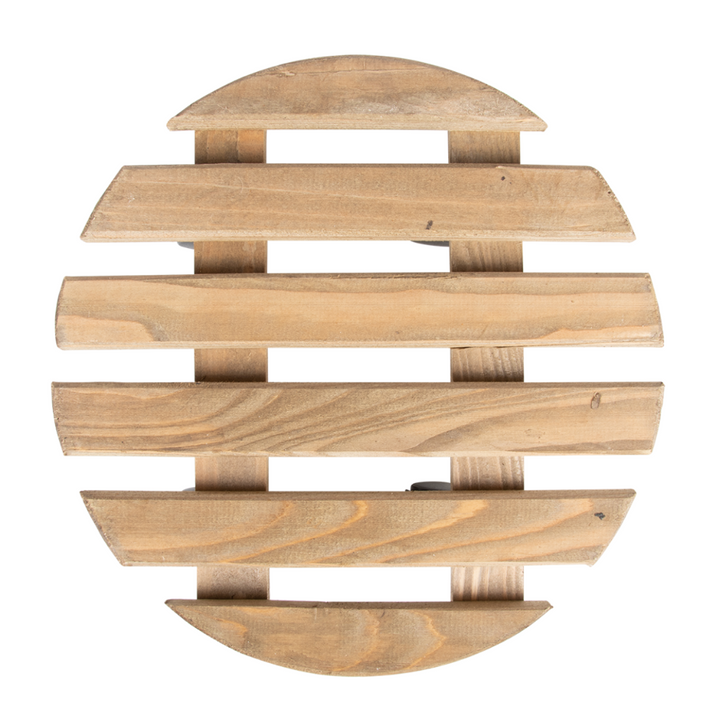 ESSCHERT DESIGN Aged Wooden Plant Trolley Round - Large
