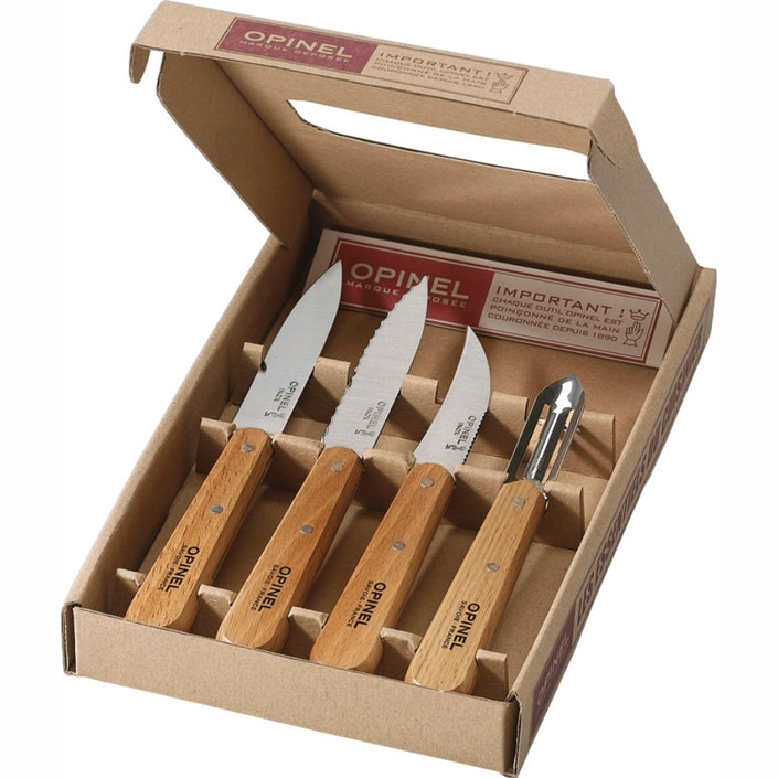 OPINEL Essentials 4 piece Kitchen / Knife Set - Beechwood (Natural)