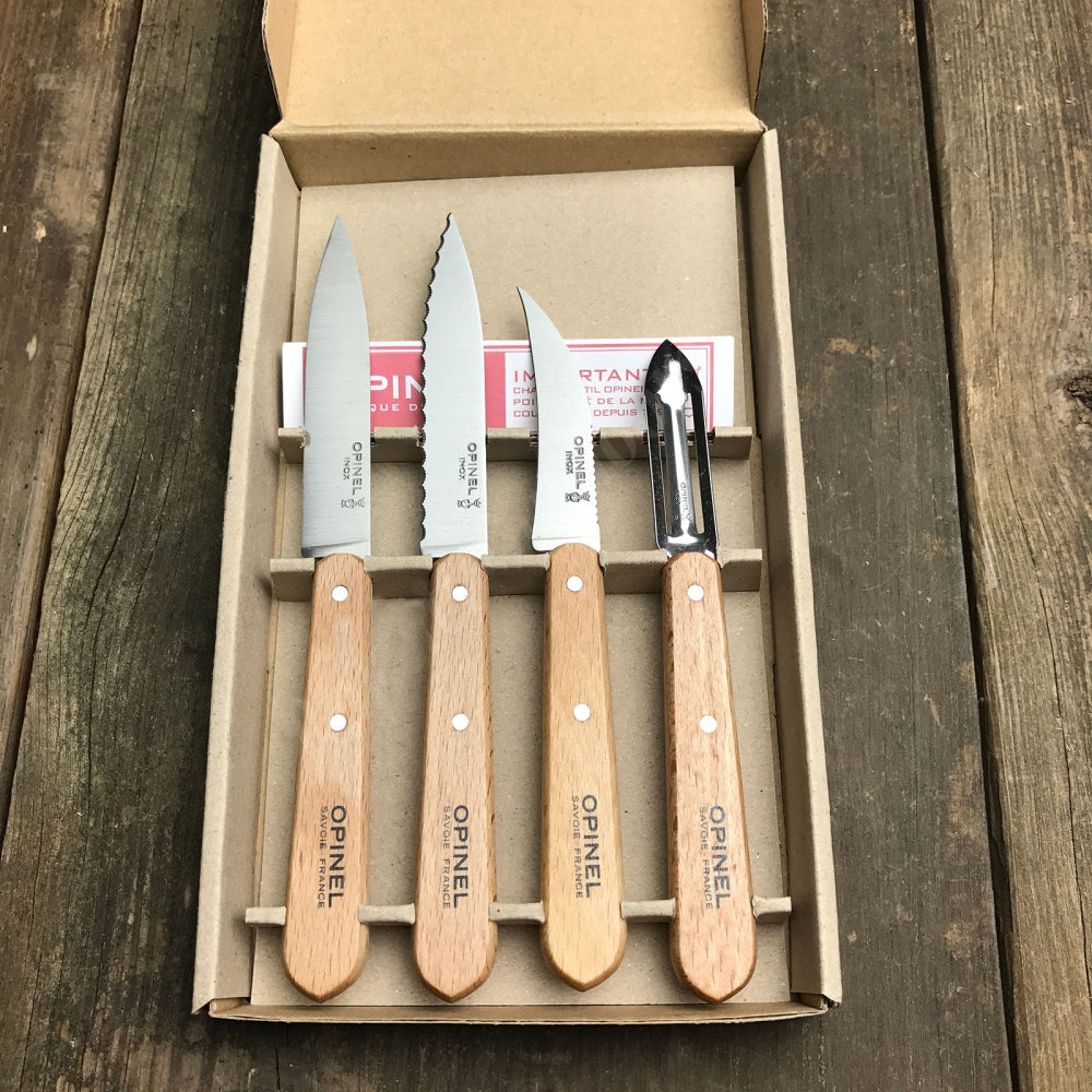 Load image into Gallery viewer, OPINEL Essentials 4 piece Kitchen / Knife Set - Beechwood (Natural)