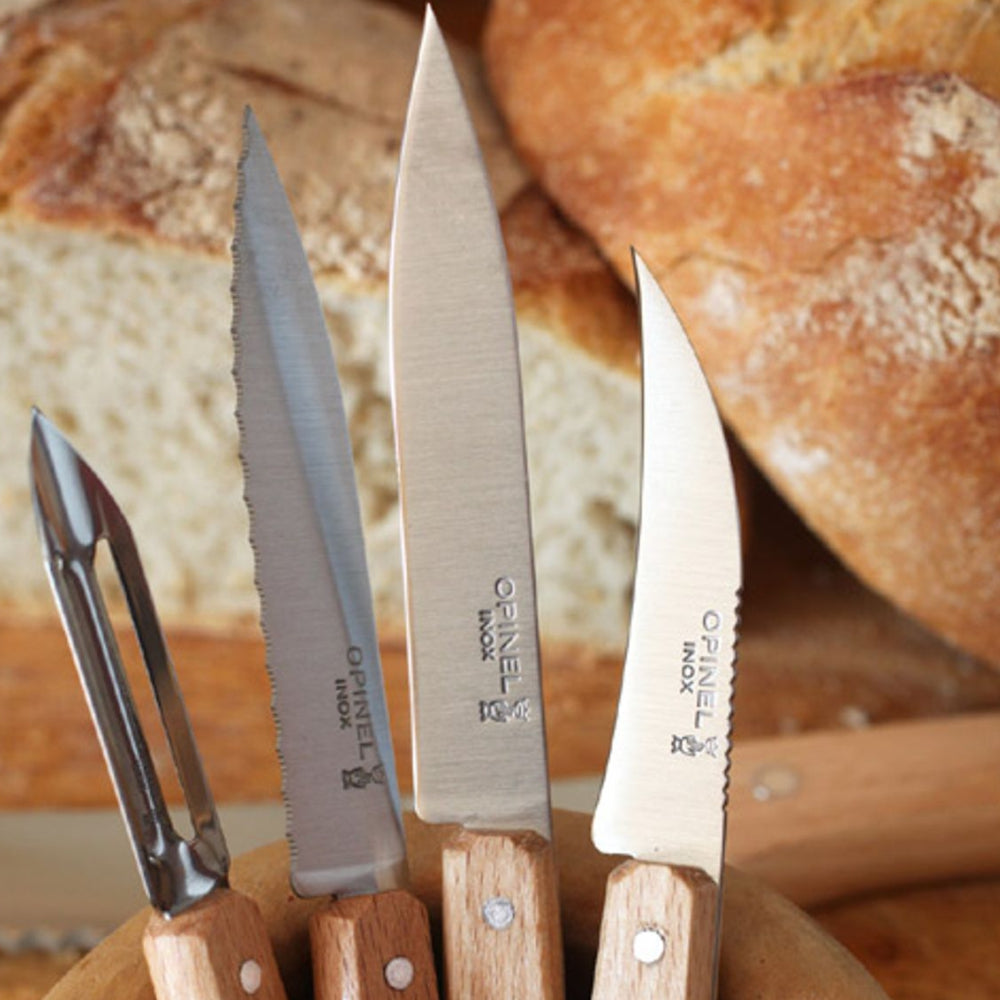 Load image into Gallery viewer, OPINEL Essentials 4 piece Kitchen / Knife Set - Beechwood (Natural)