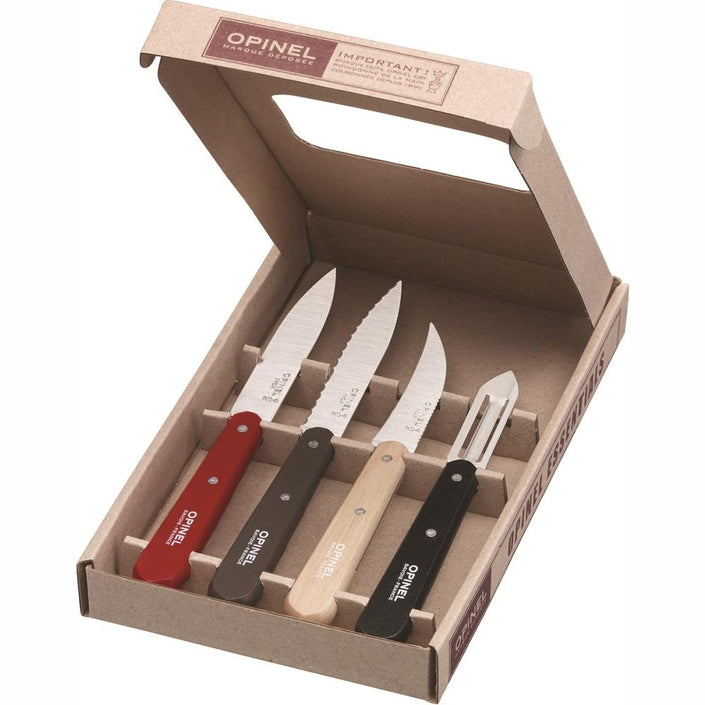 OPINEL Essentials 4 piece Kitchen / Knife Set - Red/Black (Loft)