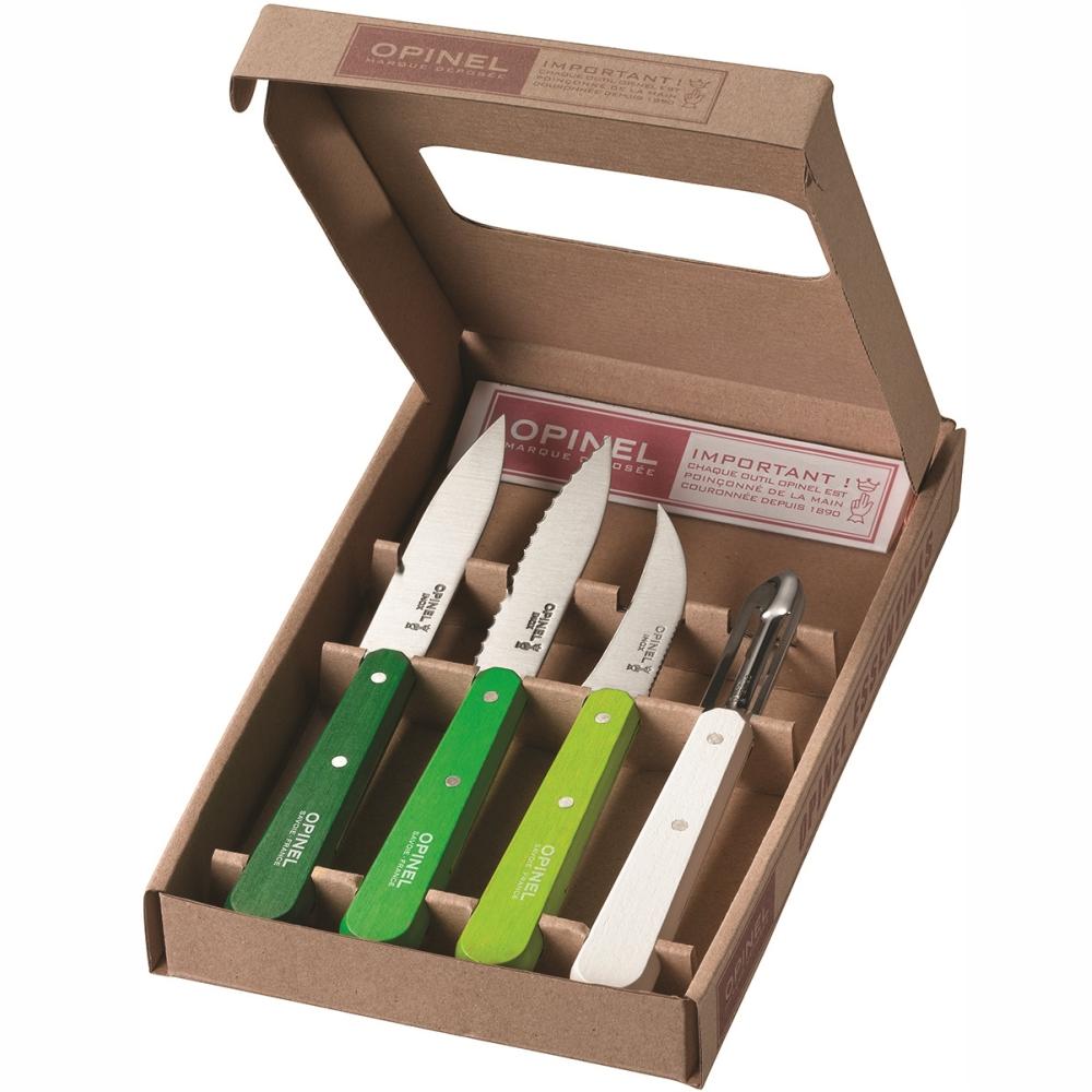 Load image into Gallery viewer, OPINEL Essentials 4 piece Kitchen / Knife Set - Spring Greens (Primavera)