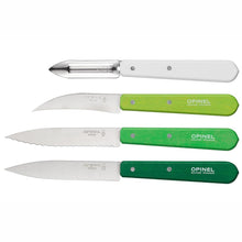 Load image into Gallery viewer, OPINEL Essentials 4 piece Kitchen / Knife Set - Spring Greens (Primavera)