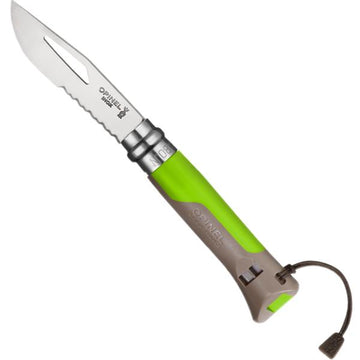 OPINEL N8 Outdoor Green (inbuilt Whistle, Shackle key, Lanyard)