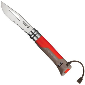 OPINEL N8 Outdoor Red (inbuilt Whistle, Shackle key, Lanyard)