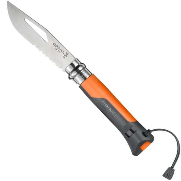 Load image into Gallery viewer, OPINEL N°8 Outdoor Tangerine (inbuilt Whistle, Shackle Key, Lanyard)