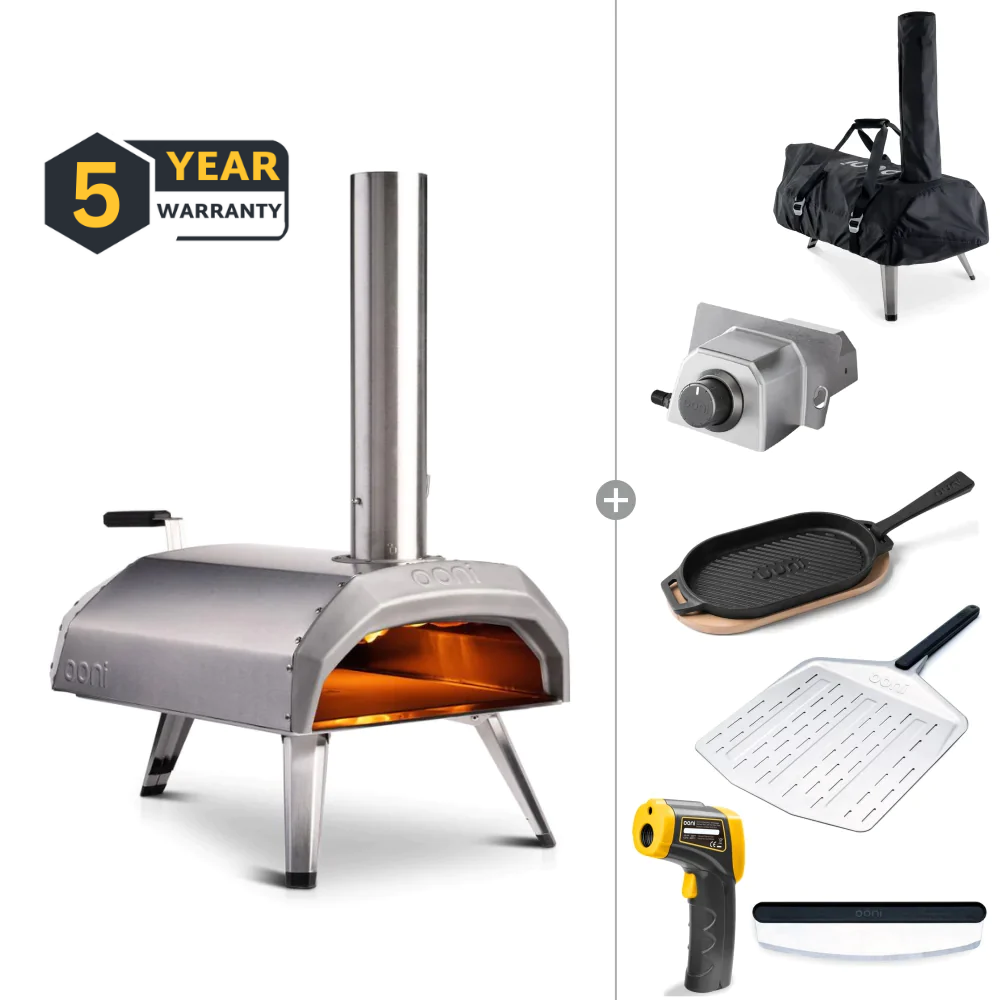 OONI Karu 12 Portable Wood and Charcoal Fired Outdoor Pizza Oven Deluxe Gas Bundle
