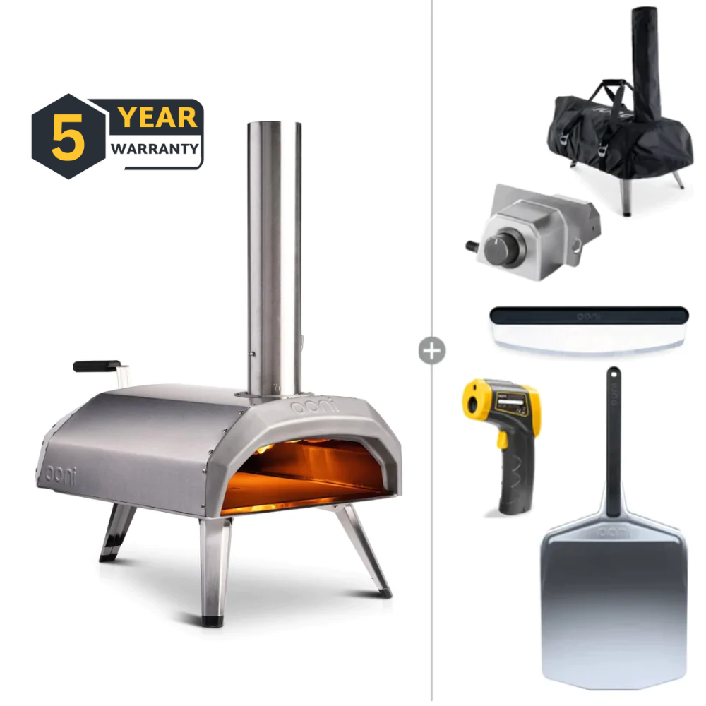 OONI Karu 12 Portable Wood and Charcoal Fired Outdoor Pizza Oven Gas Starter Bundle