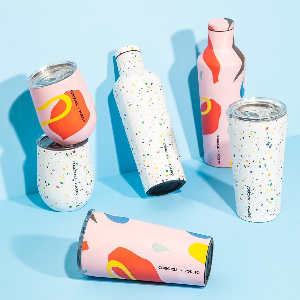 Load image into Gallery viewer, CORKCICLE x POKETO Stainless Steel Insulated Tumbler 16oz (475ml) - White Terrazzo **CLEARANCE**