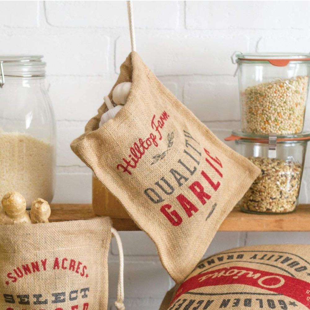 Load image into Gallery viewer, RETRO KITCHEN Produce Hessian Sack - Garlic