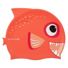 Load image into Gallery viewer, SUNNYLIFE POOL CAPTAIN Fishy Swimming Cap - Orange Red