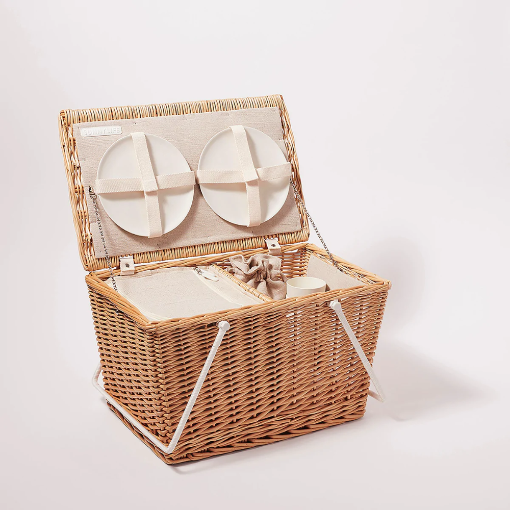 Load image into Gallery viewer, SUNNYLIFE Large Picnic Cooler Basket - Natural