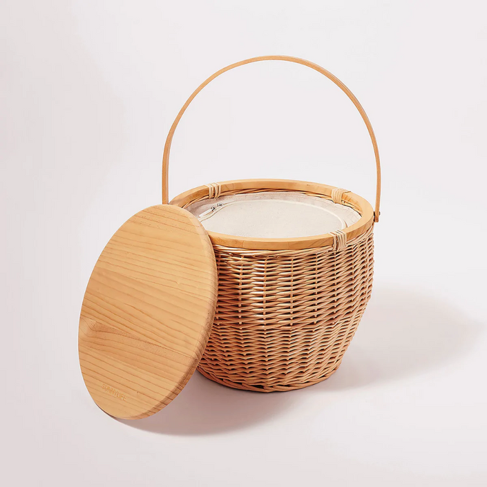 SUNNYLIFE Round Picnic Cooler Basket - Natural