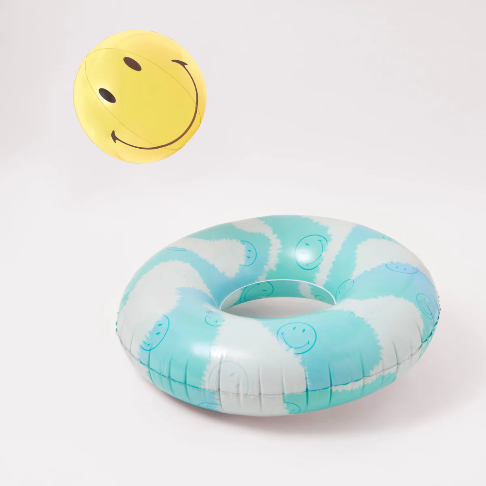 Load image into Gallery viewer, SUNNYLIFE Pool Ring &amp; Ball Set - Smiley