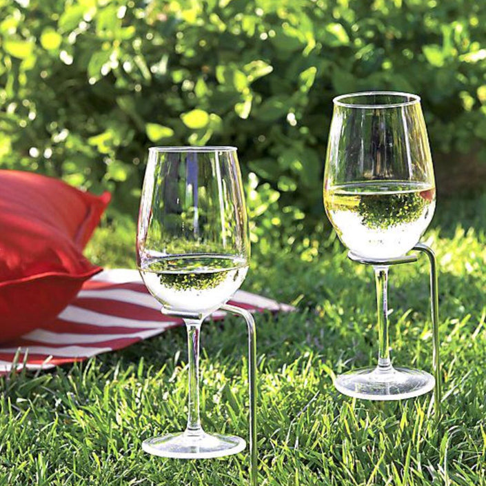 STEADYSTICKS Wine Glass Holders for Picnics - Stainless Steel