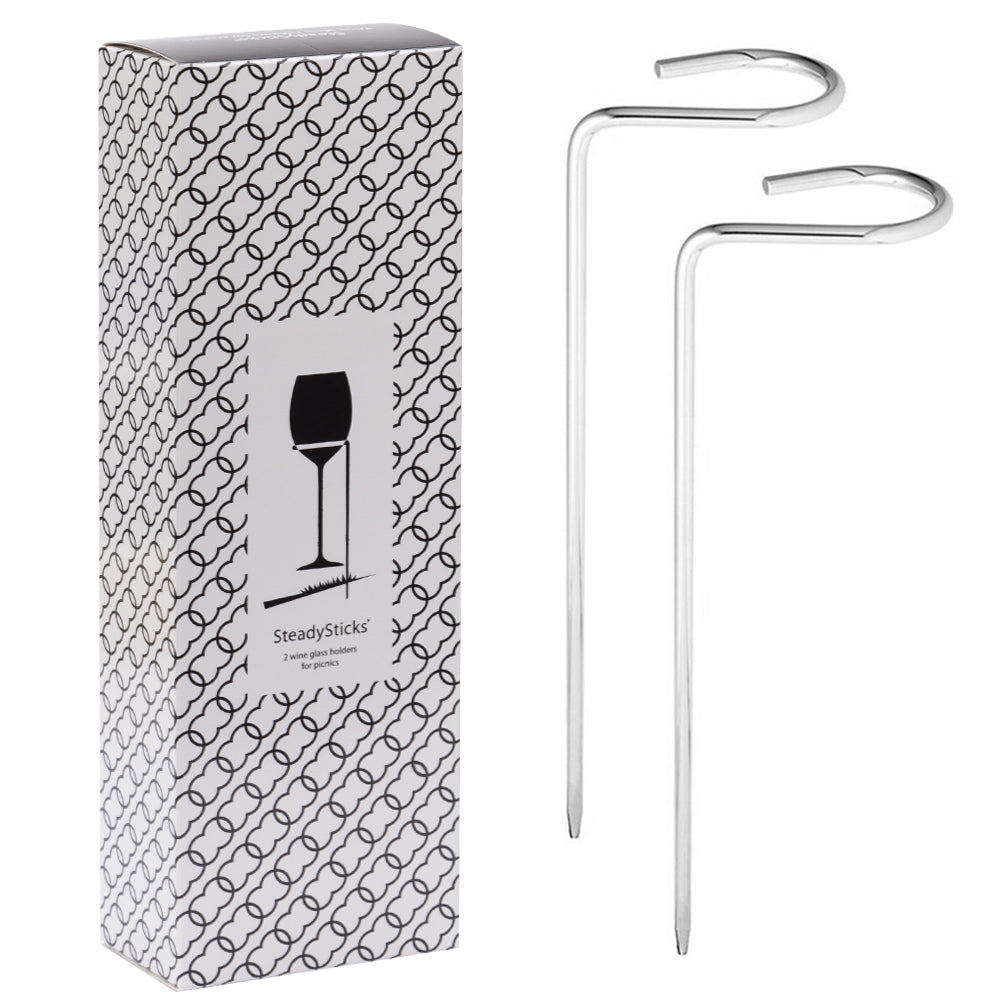 Load image into Gallery viewer, STEADYSTICKS Wine Glass Holders for Picnics - Stainless Steel