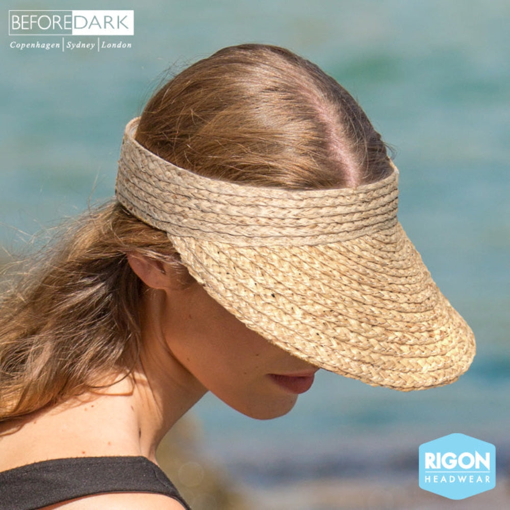 Load image into Gallery viewer, RIGON HEADWEAR Noosa Raffia Visor - Natural