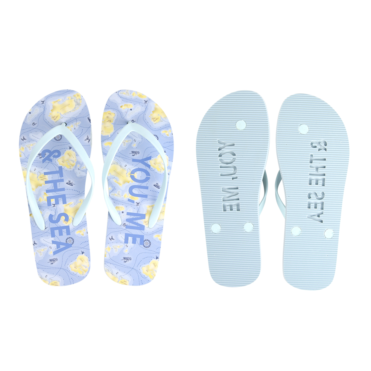 Load image into Gallery viewer, ESSCHERT DESIGN &#39;Seaside&#39; Stamp Flipflops Thongs - &#39;You, Me &amp; The Sea