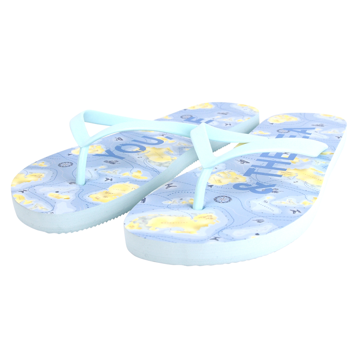 Load image into Gallery viewer, ESSCHERT DESIGN &#39;Seaside&#39; Stamp Flipflops Thongs - &#39;You, Me &amp; The Sea