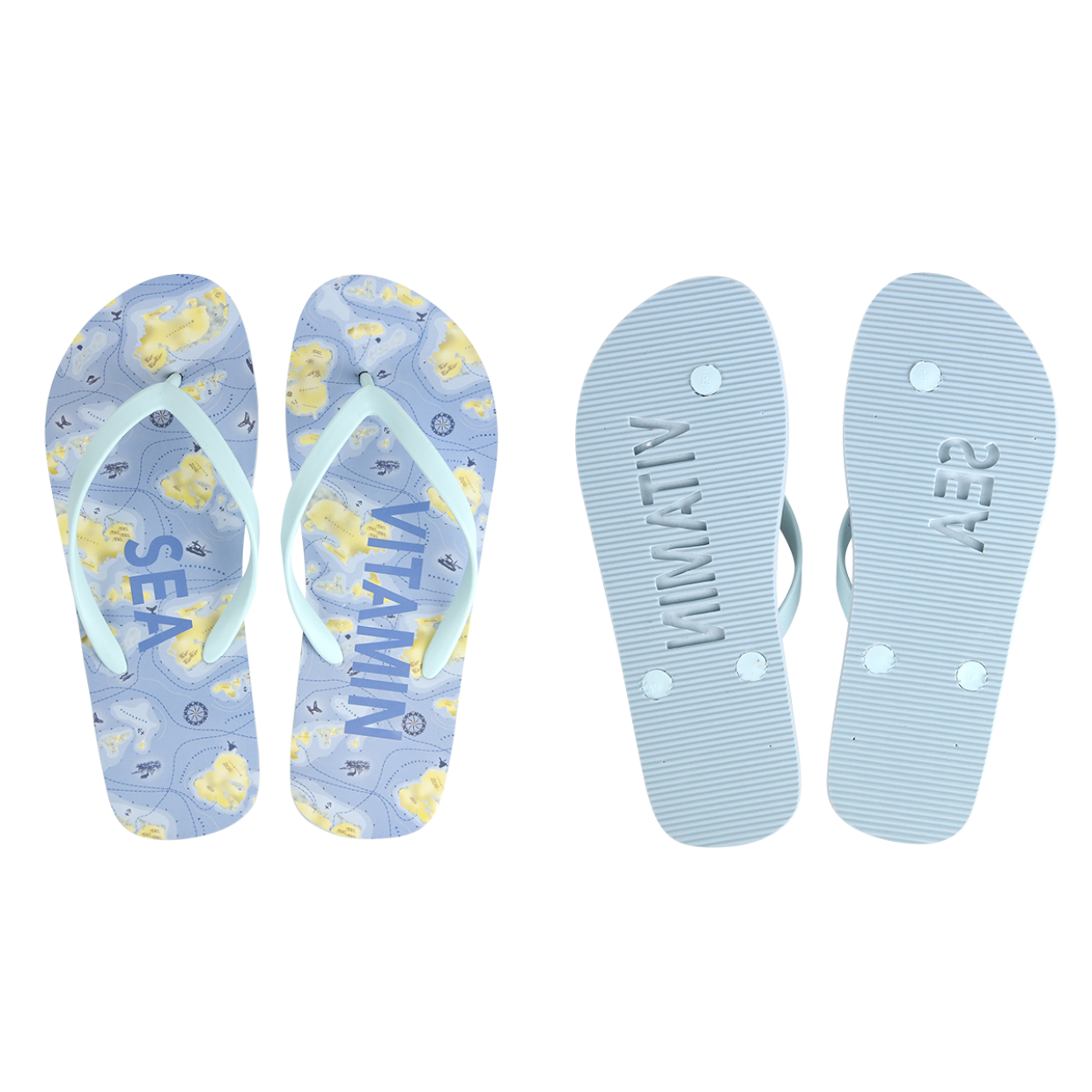 Load image into Gallery viewer, ESSCHERT DESIGN &#39;Seaside&#39; Stamp Flipflops Thongs - &#39;Vitamin Sea&#39;