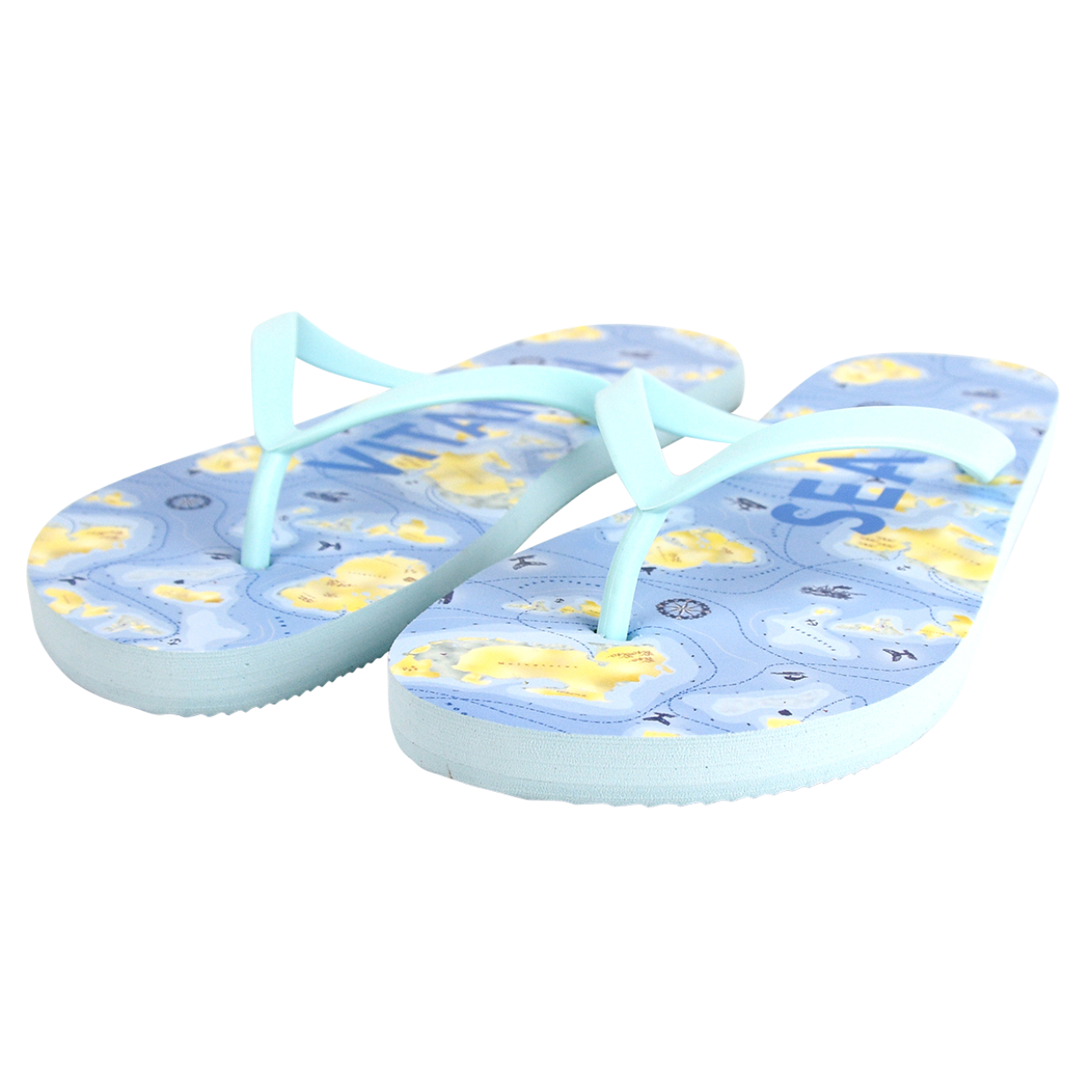 Load image into Gallery viewer, ESSCHERT DESIGN &#39;Seaside&#39; Stamp Flipflops Thongs - &#39;Vitamin Sea&#39;