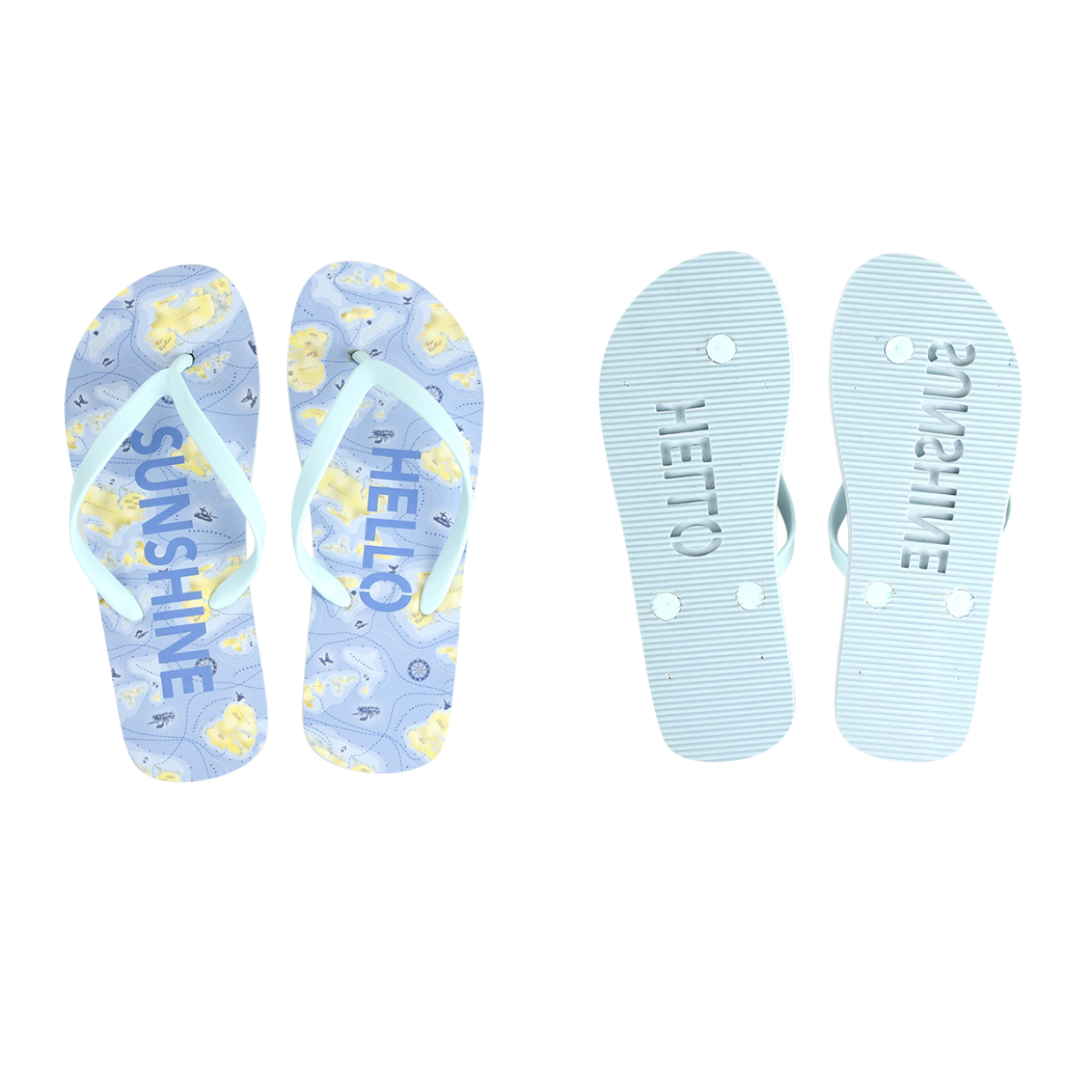 Load image into Gallery viewer, ESSCHERT DESIGN &#39;Seaside&#39; Stamp Flipflops Thongs - &#39;Hello Sunshine&#39;