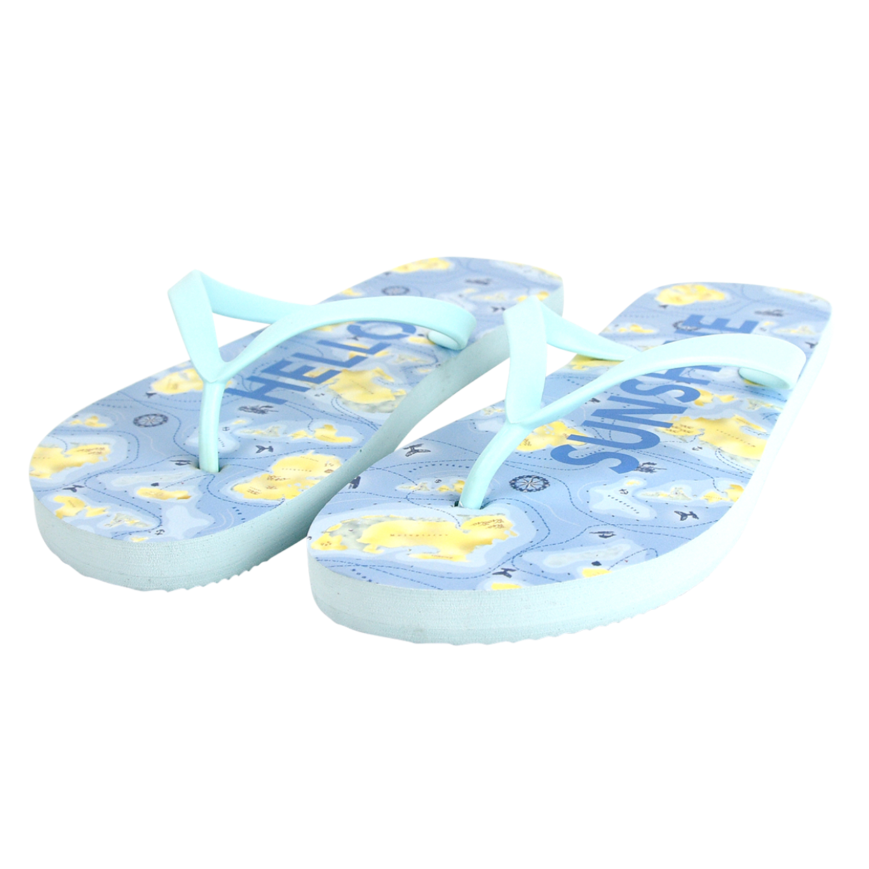 Load image into Gallery viewer, ESSCHERT DESIGN &#39;Seaside&#39; Stamp Flipflops Thongs - &#39;Hello Sunshine&#39;