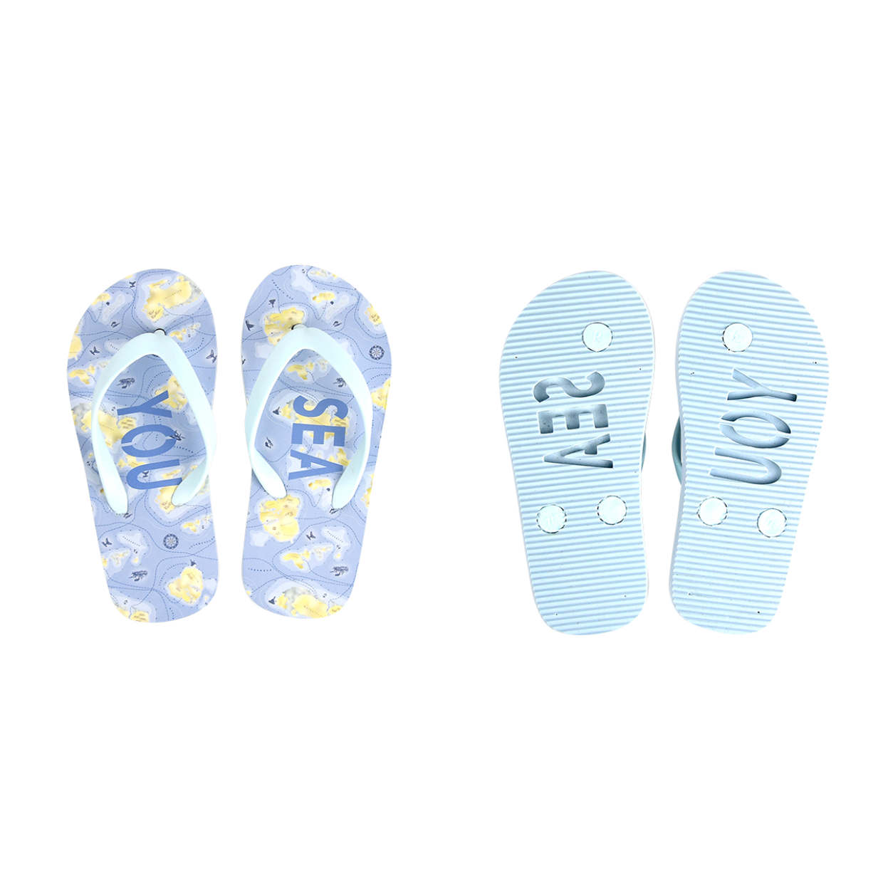 Load image into Gallery viewer, ESSCHERT DESIGN &#39;Seaside&#39; Children&#39;s Stamp Flipflops Thongs - &#39;Sea You&#39;