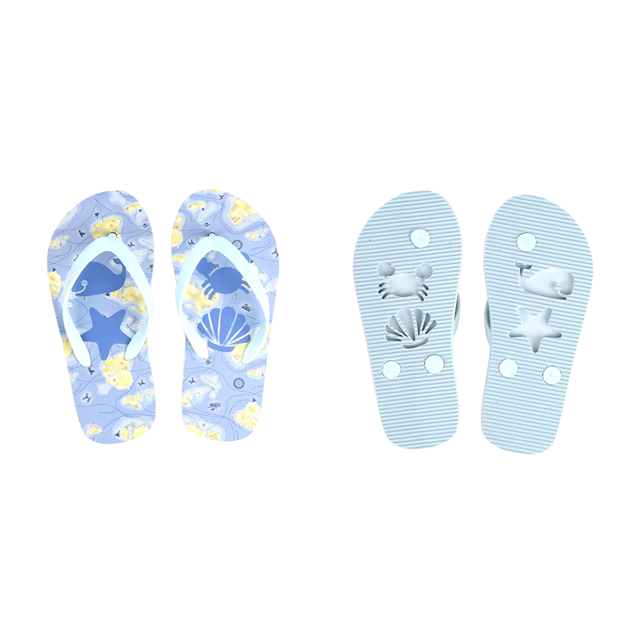 Load image into Gallery viewer, ESSCHERT DESIGN &#39;Seaside&#39; Children&#39;s Stamp Flipflops Thongs - Shells