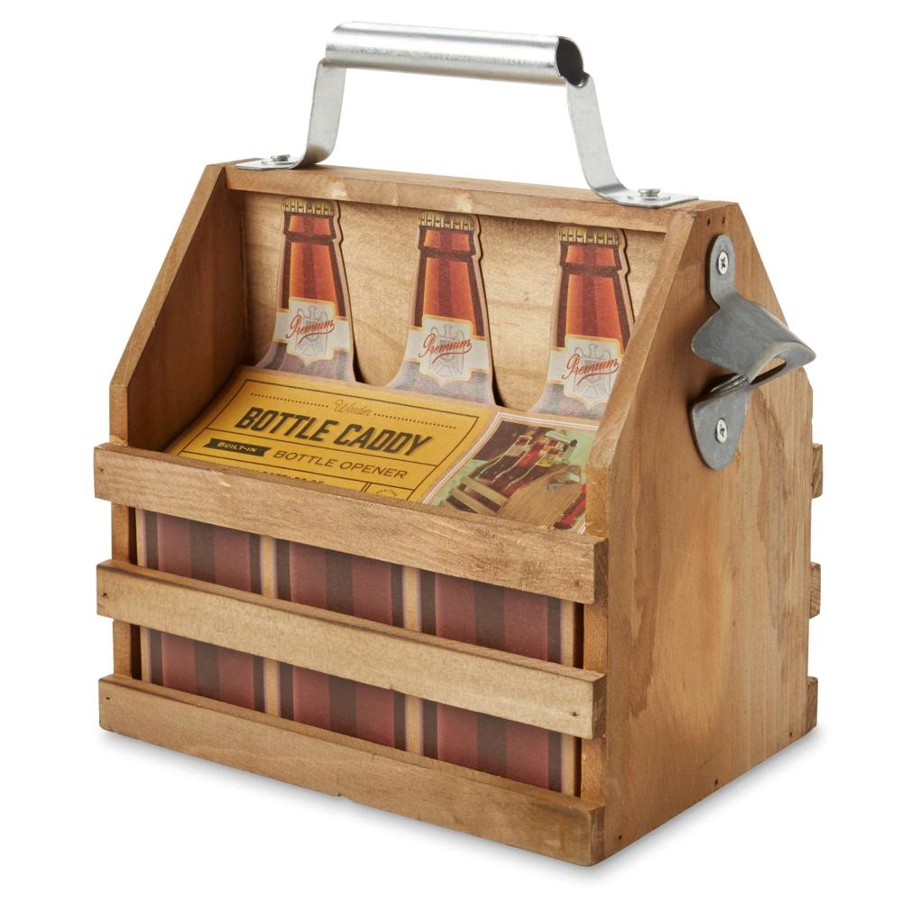 REFINERY & Co Wooden Bottle Caddy with Opener