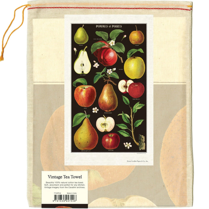 CAVALLINI & Co. 100% Natural Cotton Tea Towel - Apples & Pears