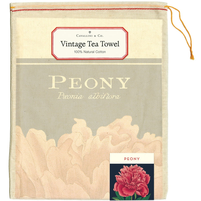 CAVALLINI & Co. 100% Natural Cotton Tea Towel - Botanica Peony