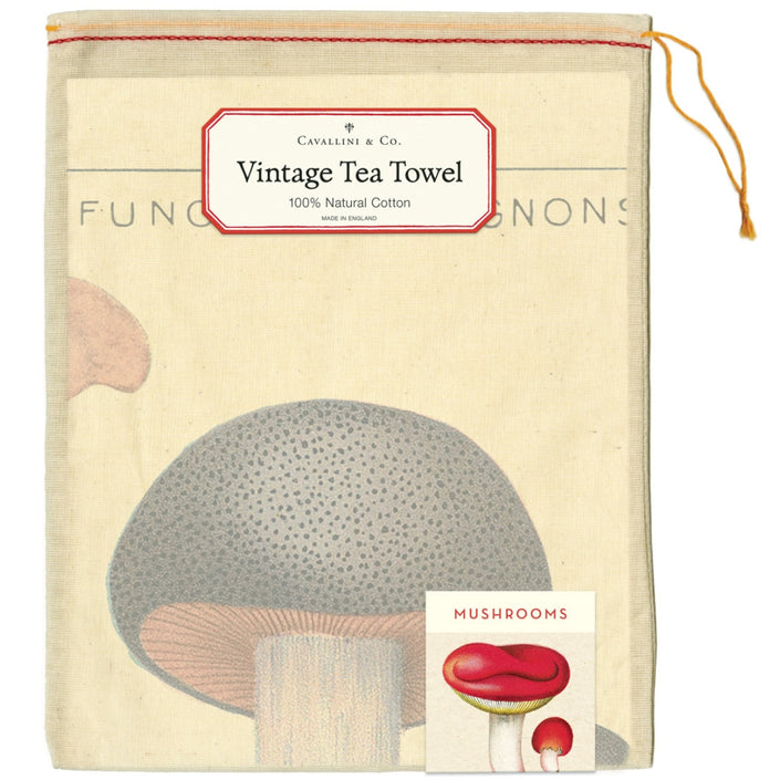 CAVALLINI & Co. 100% Natural Cotton Tea Towel - Mushrooms & Toadstools