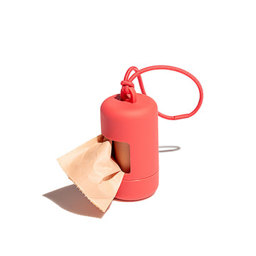 WILD ONE Dog Poop Bag Carrier - Coral Red **CLEARANCE**