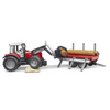 BRUDER 1:16 Massey Ferguson + Frontloader and Timber Trailer