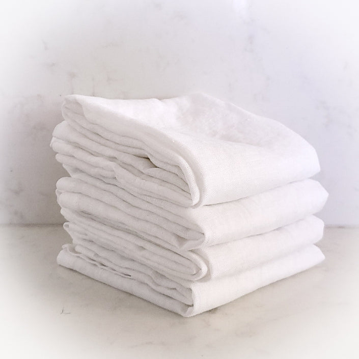 MARC OLIVER Cloth French Linen Napkin - 18" x 18", 4 pack - White **CLEARANCE**