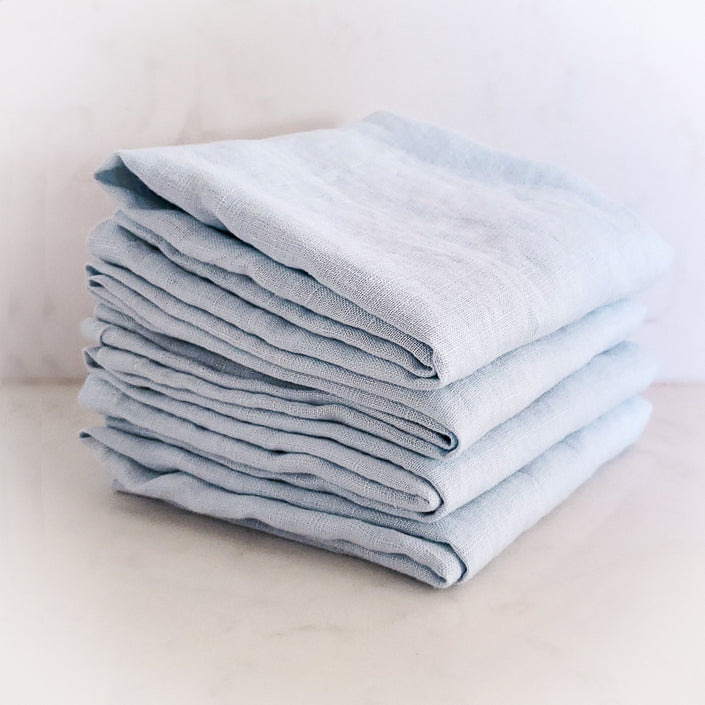 MARC OLIVER Cloth French Linen Napkin - 18" x 18", 4 pack - Light Blue