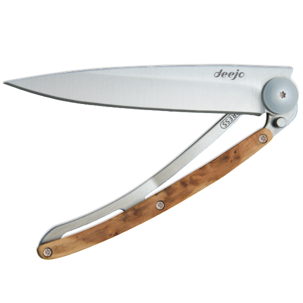 DEEJO KNIFE | Classic Wood 37g - Juniper Half Opened