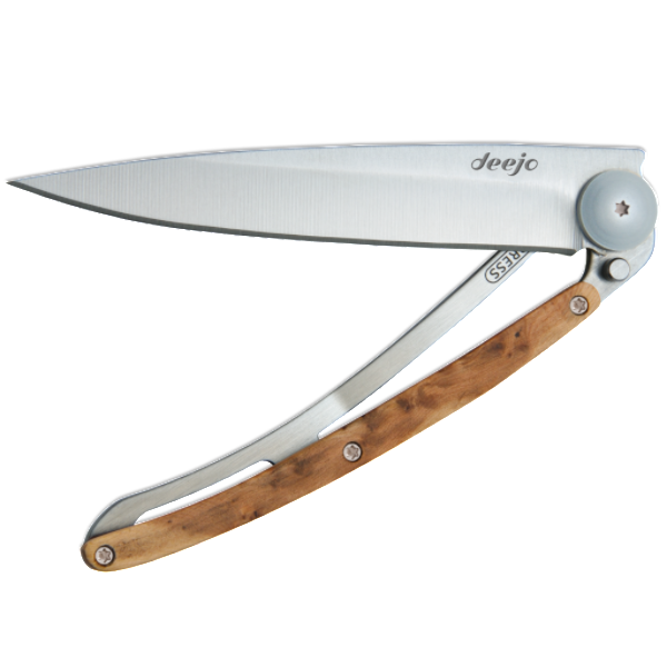 Load image into Gallery viewer, DEEJO KNIFE | Classic Wood 37g - Juniper Half Opened