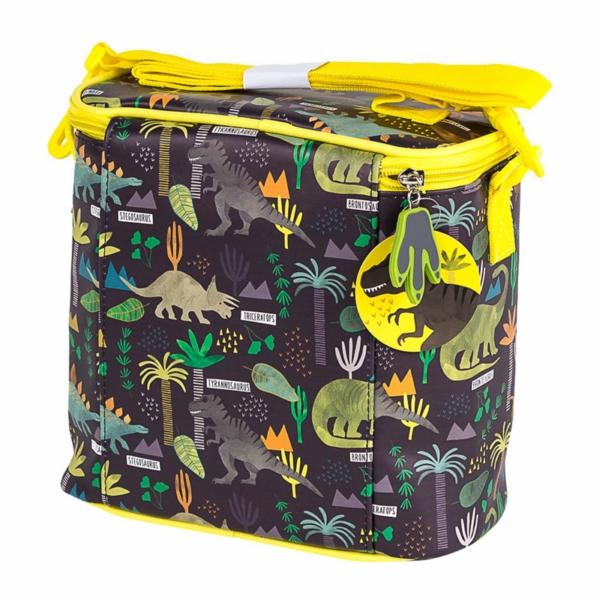 Load image into Gallery viewer, FLOSS &amp; ROCK UK Insulated Lunch Bag with Detachable Strap &amp; Bottle Holder - Dinosaur Jungle **Limited Stock**